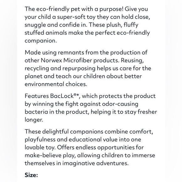 Norwex Chenille Seal Pet NWOT - Picture 9 of 12